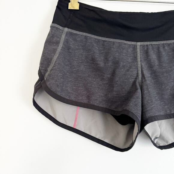 LULULEMON Speed Shorts Charcoal Gray Pink 4 - Picture 5 of 9